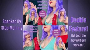 Spanked By Step-Mommy Double Feature - Both boy and girl version in 1 clip - OTK Spanking POV Female Domination with Femdom Mistress Mystique - WMV