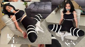 You left Simona ChairTied in her Black Leggings and White Crew Socks