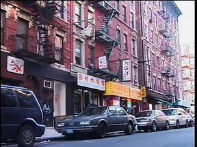 Two guys bound and teased by Asian mistress in restaurant