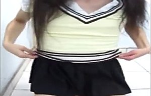 College teen brunette teasing in stockings