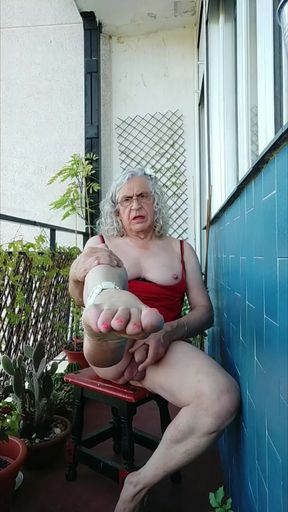 A Dirty Whore Playing on the Terrace