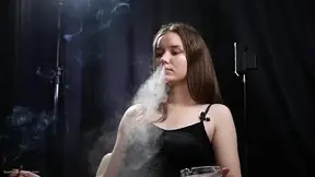 Smoking Fetish Solo with Long-Nailed Brunette Tease