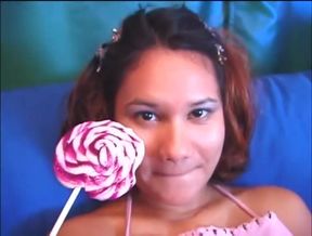 Pretty babe pussy fucking dildo playing...cum on tits
