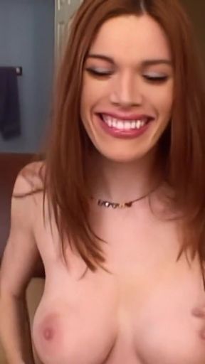 The stunning redhead is allowing two men to occupy every vacancy and relishes every second.   Clip 1