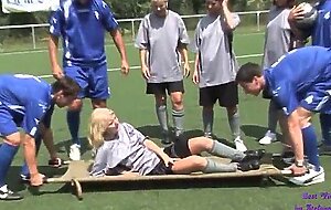 Soccer match between a women's and men's team ... it will end in a spectacular orgy