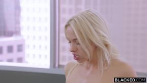 Ravishing blonde babe likes to feel a throbbing, black dick inside her dripping wet slit