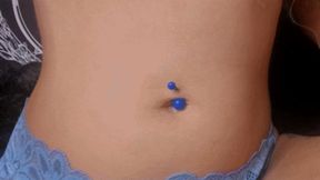 Close up Blue Belly Rings Piercing Change (HD) WMV