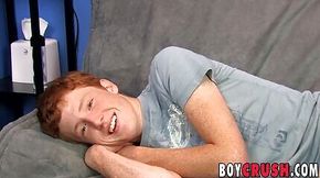 Ginger twink masturbates during sex interview
