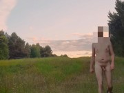 Young Naturist: A Man Walks Completely Naked in the Morning (Polish Man in the Village)