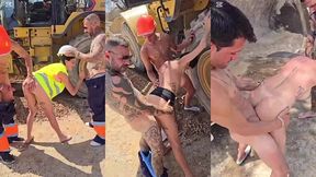 we are at the construction site, the inspection girl comes and asks us for papers and we give her cock.