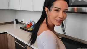 Stunning big-bottomed hottie Katrina Jade fucked in the kitchen