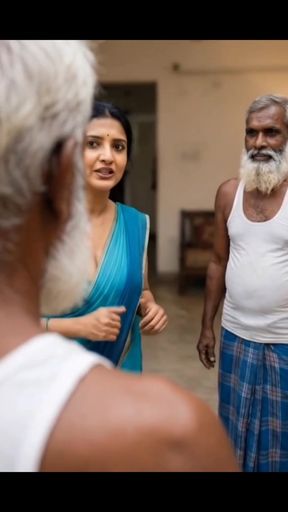 Standing doggy style threesome with French kissing Indian
