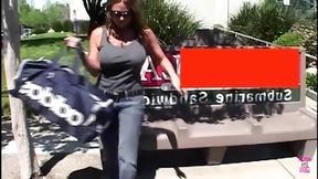 Blonde Shemale With Big Fake Titties Gets Deep Throated By Tattooed Man's Massive Beef Stick