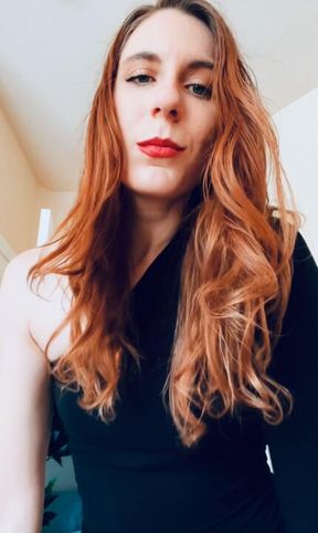 Muscle Domination in Sexy Black Dress