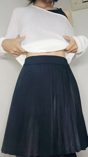 Femboy friend  show her pantie to you.