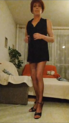 Teasing nylon sissy milf tranny