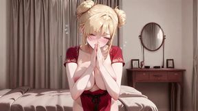 A Golden Blonde's Private Morning. From the Grand Bath to the Bedroom, She Kneels and Teases with a Lazy Gaze