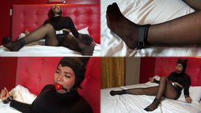 Cat-Xiomara helpless struggles and ballgagged purrs! - MOV