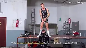 Rubber Twink Sub Urinated On, Bred And Milked By Delicious Dom!