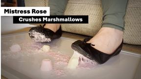 Mistress Rose Crushes Marshmallows in Black Ballet Flats 4k