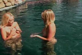 Top-class blonde dolls fucking each other with big dildo