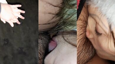 I fuck a stranger's mouth hard and intensely on the street with my big hairy clit