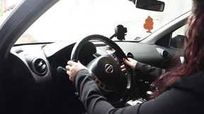 I shift gears and touch myself in the car