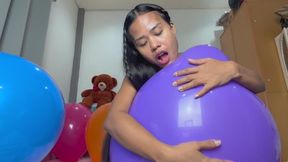 Sexy Camylle Sits To Pop 18 Inch China Balloons In Black Panties