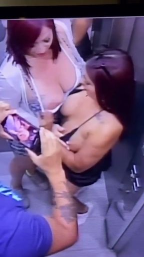 Amateur THREESOME with 2 big tits Latin in the elevator (they want to a cumshot)   Clip 1