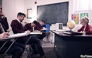 Group of students learned busty teacher dirty things