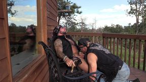 two bikers in the mountains with jim love and jason collins