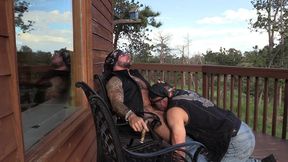 two bikers in the mountains with jim love and jason collins