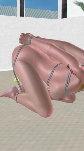 Office Glowing Toy Ride: 3D Cartoon Girl Tied in Doggy Fucked by Cylindrical Light