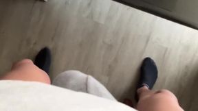Big cock betrayed his thick thighs while working from home