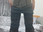 Very skinny moans shows off his skinny ribs and legs on top of his bed