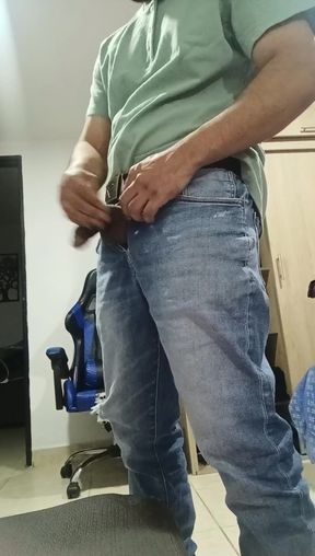 Dick Out of Pants and Urinating at Work