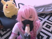 Lewd cosplay slut plays with toys