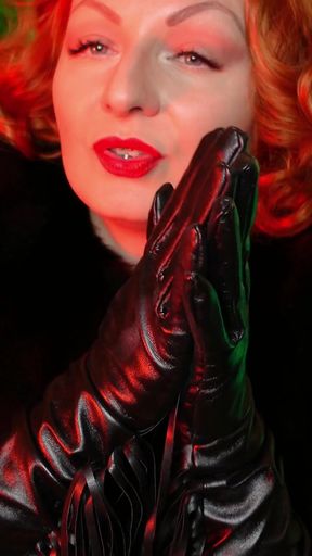 Sexual pin up Arya, ASMR video with long black gloves