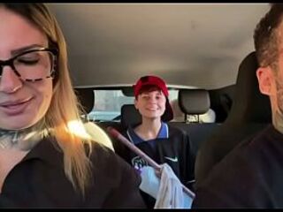 I discovered a window cleaner at the traffic light! And I called her over to be a porn actor and have sexy sex in our car in the midst of the street. I made her all soaked and this babe smeared our whole car seat.