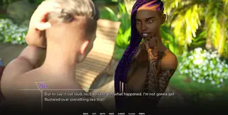 Busty black girl comforts big-titty emo college girl at Taboo University