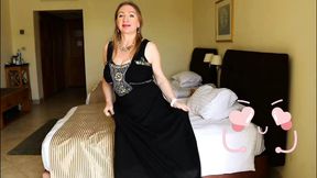 Elegant Intrigue: Busty GILF MariaOld&#039;s Black Dress and Stockings Mystery