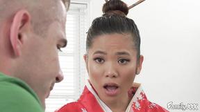 ”Asian girl Vina Sky rides Nathan Bronson's big hard prick”