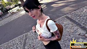 Cute babe pussyfucked in public