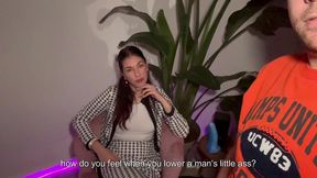 french pegging – pov: i answer his questions, then i fuck his ass with my strap-on.