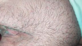 Married milf plays with a big cock, ass hole is licked and she rubs the dick head on her wet pussy without protection