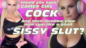 Gamer Girl Mistress Molly Makes her Sissy Suck Dick & Lick Up Cum