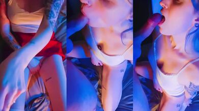 Blue haired goth girl gags on your cock in a steamy POV blowjob
