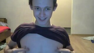 Hot russian boy cums on webcam: solo masturbation with dildo and cumshot finish! amateur webcam homemade twinks oral solo cumshot