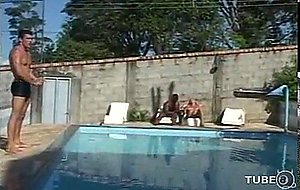 Hot trio enjoying outdoor sex