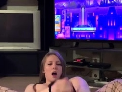 Lovely Jess Dildo Anal Play In Fishnet